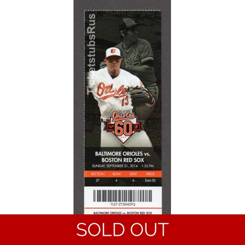 Mookie Betts 1st Lead-Off HR #5 2014 Orioles Red Sox 9/21 Full Ticket
